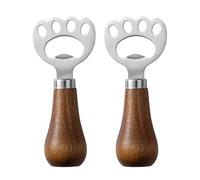 2 Pcs Bottle Opener, Wooden Handle Bottle Opener, Stainless Steel Beer Opener, Beer Openers, Wooden Bottle Openers, for Party, Festivals, Gatherings, Kitchen Bar Restaurant (Silver, Cat paw Shape).