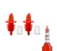 2 PCS Bottle Pourers And 2 PCS rubber pourers dust cap covers Syrup Pourer Pour Spouts Plastic Liquor Bottle Pourers with Rubber Pourers Dust Cap Covers Bottle Pourers (Red)