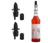 2 PCS Bottle Pourers And 2 PCS rubber pourers dust cap covers Syrup Pourer Pour Spouts Plastic Liquor Bottle Pourers with Rubber Pourers Dust Cap Covers Bottle Pourers (Black)