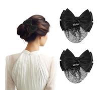 2 Pcs Bowknot Mesh Crochet Hair Net Hair Snood Net Hair Bun Holders with Bowknot Snoods for Women Hair Equestrian Hair Net Hair Bun Net Bun Cover Hair Nets for Buns Bun Holders for Women's Hair