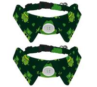 2 PCS Bowtie Dog Collar, Happy St Patrick Lucky Green Clover Girl Boy Dog Collars with Bow Tie, Pet Bowties for Small Medium Puppies Kitterns Rabbits