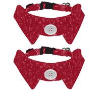 2 PCS Bowtie Dog Collar, Valentine's Day Love Arrow Pattern Red Girl Boy Dog Collars with Bow Tie, Pet Cat Bowties for Small Medium Puppies Kitterns Rabbits
