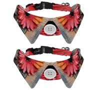 2 PCS Bowtie Dog Collar, Vintage Gerbera on a Wooden Girl Boy Dog Collars with Bow Tie, Pet Bowties for Small Medium Puppies Kitterns Rabbits
