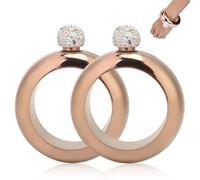 2 PCS Bracelet Flask, Bangle Flask for Liquor 3.5oz Stainless Steel Drink Bracelet Bangle Alcohol Hip Jug for Dance Sport Party Supplies (Bright Rose Gold)