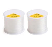 2 Pcs Bracelet String Elastic Cord Elastic String for Bracelet Making Black Stretch for Jewelry Necklace Craft Making Braided Hair Tie Pony Beads Toys (0.6mm 100m）