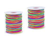 2 Pcs Bracelet String Elastic Cord Elastic String for Bracelet Making Rainbow Color Stretch for Jewelry Necklace Craft Making Braided Hair Tie Pony Beads Toys (0.8mm 100m）