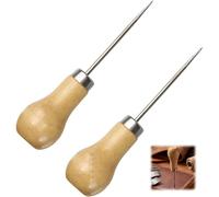 2 PCS Bradawl Tool, Wooden Handle Awl for Wood Leather Sewing Sharp Steel Point Hole Punch Tool for Carpentry Leather Craft DIY Marking Piercing Tool Set for Home Workshop Usev