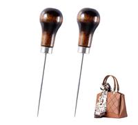 2 Pcs Bradawl Tool Wooden Handle,Gourd Shape Awl Tool Alloy,Leather Sewing Bradawl Tool,Professional Awl Tool Punch Sharp,Awl Tool for Leather Craft,Sewing Crafting,DIY Handmade Maker Tool