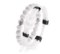 2 Pcs Braided Rope Bead Bracelet Set, Natural Stone Stretch Bracelet | 2 Pcs Bracelet Set, Braided Rope & Natural Stone Bead, Stretch Bracelet, Black-Tone Metal, Everyday Jewelry, Unisex Gift