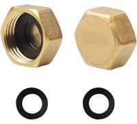 2 PCS Brass Blanking Caps, Durable Hex Brass Female Stop Caps (3/4 Inch), Ideal for Plumbing, Washing Machine, Radiator Valves, and Tap Faucets