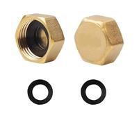 2 PCS Brass Blanking Caps, Durable Hex Brass Female Stop Caps (3/4 Inch), Ideal for Plumbing, Washing Machine, Radiator Valves, and Tap Faucets