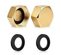 2 PCS Brass Blanking Caps, Hex Brass Female Blanking Stop Cap, Female Stop Cap with Washers (3/4 Inch), Plumbing Fittings, Ideal for Plumbing, Washing Machine, Radiator Valves, and Tap Faucets