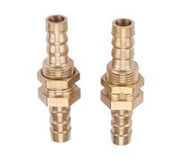 2 PCS Brass Bulkhead Pipe Fittings, Hose Barb Connector Adapter, 2 Sizes for Pipe Connections, Industrial Couplings, CNC Machining, Injection Molding (8mm)
