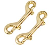 2 Pcs Brass Double Ended Lobster Clasp Swivel Snap Hook | Spring-loaded Gate, Secure Attachment, Golden Finish, Includes Two Clips, Suitable for Leathercraft, Ropes, Harness Rings