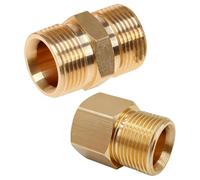 2 PCS Brass High Pressure Washer Coupler, 22mm to 15mm Reducer Metric M22 15mm External Thread to M22 14mm Internal, M22-14mm Male to Male Adapter, Pressure Washer Hose Pipe Fitting Garden Tools