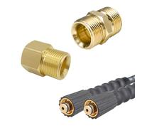 2 PCS Brass High Pressure Washer Coupler, 22mm to 15mm Reducer Metric M22 15mm External Thread to M22 14mm Internal, M22-14mm Male to Male Adapter, Pressure Washer Hose Pipe Fitting Garden Tools