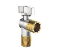 2 PCS Brass Hot And Cold Water Faucet Angle Valve G1/2" Bathroom Kitchen Sink Stop Toilet Connection Pressure Regulator For Tap(Cold water valve)