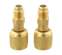 2 Pcs Brass HVAC Quick Connect Adapter for R32 R454B - Reverse Thread 1/4 SAE Female to Male Fitting with Anti-Blowback Safety Shut Off for Air Conditioning for Service