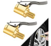 2 Pcs Brass Locking Tire Air Chuck, Tire Inflator Hose Adapter for Twist On Connection Convert to Lock On, No Air Leakage Air Compressor Pump Clip On Tire Chucks, Tire Nozzle with Tire Valve Thread