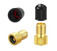 2 Pcs Brass Presta Valve Adaptor, Convert Presta to Schrader Adapter for Bike, Brass Adapter Converter Bicycle Valve, Inflate Tire Using Standard Pump or Air Compressor,Tyre Valve Caps (Gold, Black)