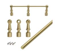 2 Pcs Brass Shelf Railing with 3 Spindles, 20-150cm Metal Anti-Fall Guardrail - Cabinet Decor Fence Hardware, for Gallery/Kitchen/Display Case(Style B,40in/101.6cm)