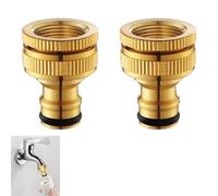 2 Pcs Brass Tap Hose Connector,Garden Hose Pipe Connector Metal,Outside Tap Hose Adapter Attachments,3/4 & 1/2 Inch 2-in-1 Threaded Connectors,for Kitchen Faucet Outdoor Gardena Tool Hosepipe Fittings