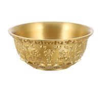 2 pcs Brass Treasure Bowl Ornament, Golden Cornucopia Decor | Detailed Embossed Patterns, Holds Coins and Jewellery, Traditional Styling for Offices, Altars, Festivals or Shops