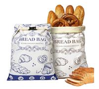 2 Pcs Bread Bag,Beeswax Bread Bag With Zipper Reusable,Large Capacity for Homemade Bread,Sourdough Cotton Bag for Fresh Bread Storage