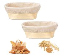2 Pcs Bread Proofing Basket, Banneton Basket Sourdough Proofing Baskets, Proofing Bowls with Liners for Professional and Home Bakers(9 inch,Oval)