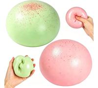 2 PCS Bread Squishy , Squishy Bread for Stress Relief, Soft Round Squishys in Green and Pink, 10 cm Squishys Suitable For Relieving Stress And As A Gift To Give
