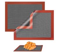 2 Pcs Breathable Silicone Mat, 40x30cm/15.74x11.8in Perforated Baking Sheets, Reusable Silicone Mesh Sheet, Non Stick and Easy to Clean, for Microwave Oven, Baking Tray, Baking Pan