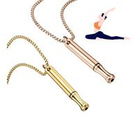 2 Pcs Breathing Necklace,Resistance Quit Breathlace Anxiety Stress Filter,Anti Vaping Stainless Whistle Aids,Portable Relief Anti-Anxiety Set,Metal Necklaces for Women Men Calms Relaxation