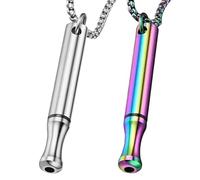 2 PCS Breathing Necklace, Stainless Steel Anxiety Necklace Breathing, Stress Relief Mindful Breathing Necklaces for Anxiety Relief, Meditation, Anxiety Gift for Women Men (Color+Sliver)