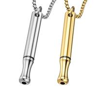 2 PCS Breathing Necklace, Stainless Steel Anxiety Necklace Breathings, Stress Relief Mindful Breathing Necklaces for Anxiety Relief, Meditation, Gift for Women Men (Gold+Sliver)