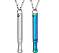 2 PCS Breathing Necklace,Stainless Steel Breath Relief Anxiety whistleStress Relief,Stress Relief Mindful Necklace for Relaxation,Meditation,Anxiety Relief
