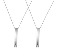 2 PCS Breathing Necklace,Stainless Steel Stress Relief Mindful Necklace,Portable Breath Aids Inhaler Silent Design Holder Lanyard Simply Whistle for Adults Women Men Meditation,Silver
