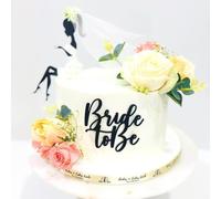 2 PCS Bride To Be Cake Side Decoration, Black Acrylic Bride To Be Lady Cake Topper Bachelorette Party Decoration Wedding Valentine's Day Cake Decoration Party Supplies