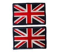 2 Pcs British Union Jack Embroidered Flag Emblem - UK Great Britain Iron On Sew On Patch Appliqué for Military Uniforms, Bags, Jackets, Jeans, Hats