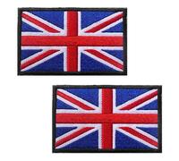 2 PCS British Union Jack Patch, United Kingdom Flag Patch, Hook and Loop, for Military Uniform Tactical Bag Jacket Jeans Hat