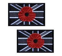 2 PCS British Union Jack Rose Dynasty Tactical Embroidered Patch Emblem Hook and Loop Badge Applique Patches for Armband,Jeans,Bag,Biker,Uniforms,Clothes,Pouch,Vest,Hat,Backpack,Jacket