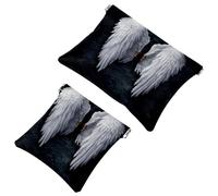 2 PCS Broken Angel Wings Pocket Cosmetic Bag, Self-Closing Shrapnel Makeup Pouch, Portable No Zipper Mini Travel Make Up Bag for Headphones Coin Lipstick Cosmetics Earphones Jewelry Organizer