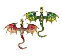 2 Pcs Brooch Pin Vintage Rhinestone Flying Dragon Brooch Lapel Pin Clothing Hat Bag Accessories for Men and Women