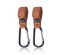 2 Pcs Brown Baby Stroller Hooks for Hanging | Multipurpose Stroller Straps with Durable and Stylish Stroller Clips for Diaper Bags | The Perfect Mummy Hook for Pram, Wheelchair, Shopping and Pet Carts
