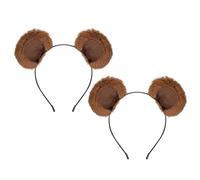 2 PCS Brown Bear Ears Headband, Soft Makeup Head Wear, Cute Fluffy Funny Cosplay Bear Hairband for Party Celebrations Halloween Christmas (C)