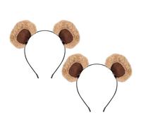 2 PCS Brown Bear Ears Headband, Soft Makeup Head Wear, Cute Fluffy Funny Cosplay Bear Hairband for Party Celebrations Halloween Christmas (B)