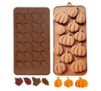 2 Pcs Brown Silicone Gummy Molds,Leaf Silicone Moulds Non-Stick Chocolate Baking Molds Tiny Leaves, Chocolate Candy Cavity Non-Stick Hard Tack Candy for Fondant Biscuits Cookie Wax Melts (Brown)