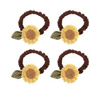 2 Pcs Brown Sunflower Scrunchies - Elastic Flower Hair Ties for Ponytails - High Elastic Hair Bands - Fashion Hair Accessories for Women and Girls