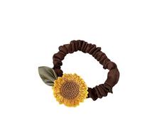 2 Pcs Brown Sunflower Scrunchies Hair Ties, Elastics Hair Bands, Ponytail Holders, Spring Hair Accessories for Women and Girls,Hair Elastics and Ties,Beauty and Personal Care