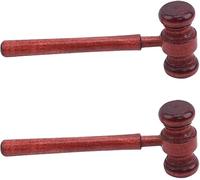 2 Pcs Brown Wood Judge Gavels Auction Court Gavels Wooden Judge Hammers Wood Hammer Props Judge Costume Accessories for Lawyer Courtroom, Desk Accessories, Decorations 3.2 x 6.7 x 17.4 cm