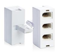 2 PCS BT Telephone Socket Line 3/4 Way Splitter, ADSL RJ11 Broadband internet Microfilter Splitter, Cable UK Adapter Landline Port Converter Extender FAX Modem Phone Converter (3 Ways)